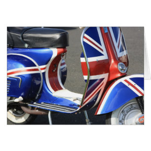 Union Jack en una tarjeta de la vespa