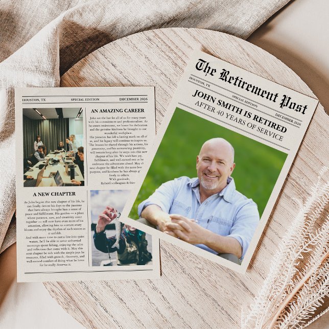Unique Photo Newspaper Retirement Card (Subido por el creador)