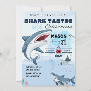 UNISEX SHARK TASTIC BIRTHDAY PARTY Invitación
