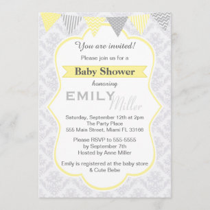 Unisexo de invitación a Baby Shower amarillo Damas