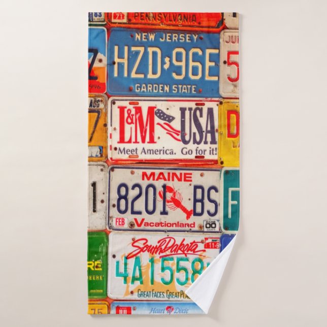 United States License Plates Art America (Toalla de baño)