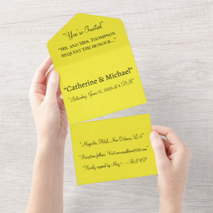 Uno Amarillo Brillante Todo En Una Invitación De Boda