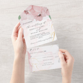 Uno Anemone rosa todo en una invitación de matrimonio