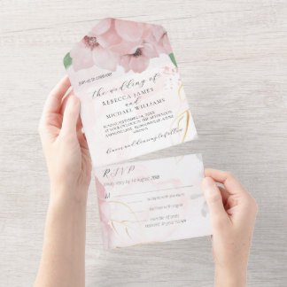 Uno Anemone rosa todo en una invitación de matrimonio