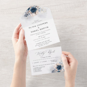 Uno Azul marino y agitado todo en una invitación de ma