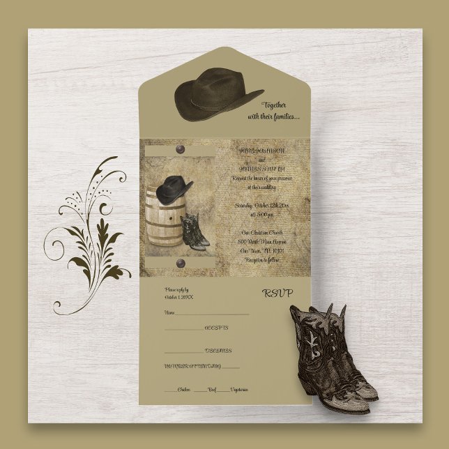 Uno Barrel y Boots todo en una invitación de matrimoni (Subido por el creador)