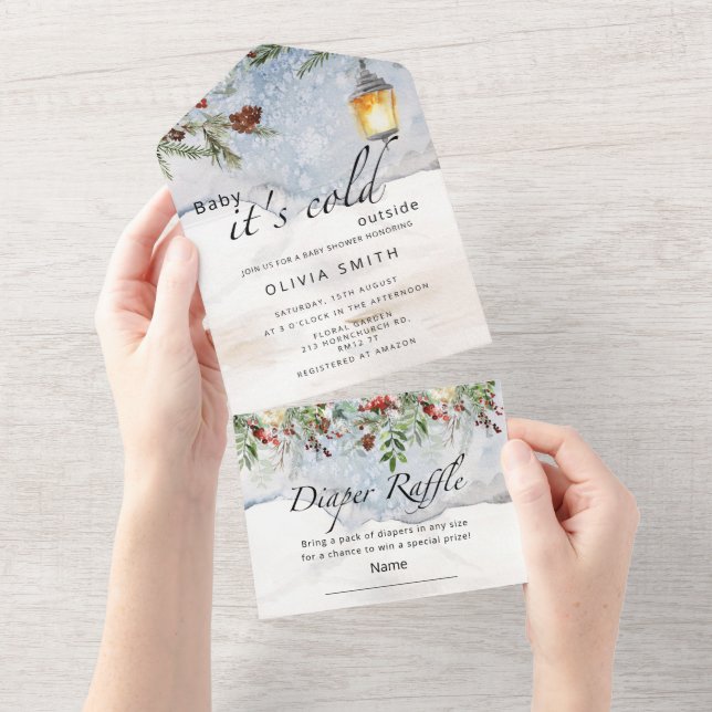 Uno Bebé, hace frío afuera Todo en una invitación (desgarro)