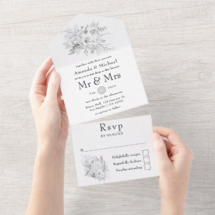 Uno Boda Blanco Todo En Una Invitación