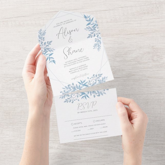 Uno Boda De Eucalipto Azul Todo En Una Invitación (desgarro)