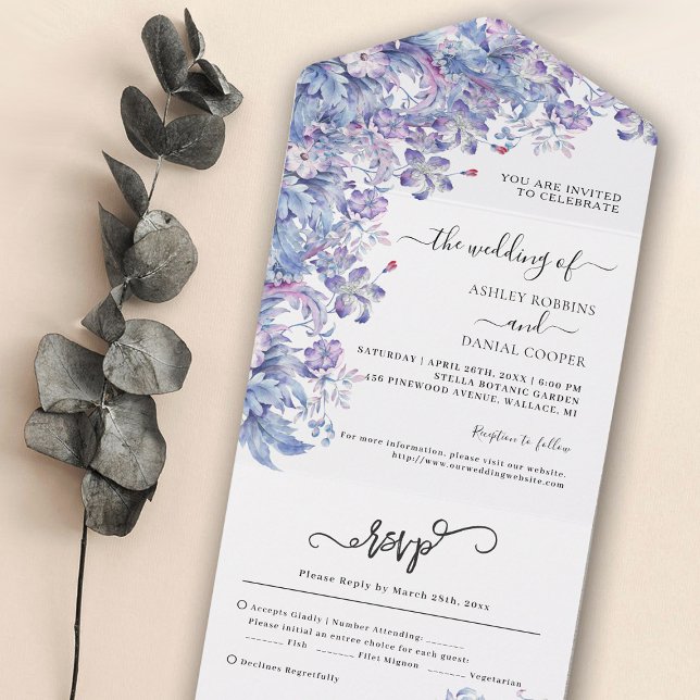 Uno Boda De Foliage Morado Todo En Una Invitación (Subido por el creador)