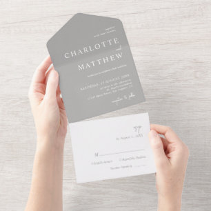 Uno Boda De Guión Plateado Todo En Una Invitación
