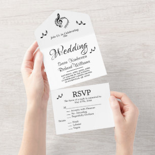 Uno Boda De Música Tema Todo En Una Invitación