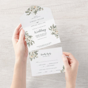 Uno Boda Floral De Invierno Todo En Una Invitación