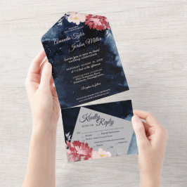 Uno Boda Floral Noche Estelar Todo En Una Invitación