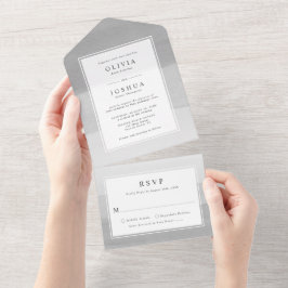 Uno Boda Gris Moderno Todo En Una Invitación