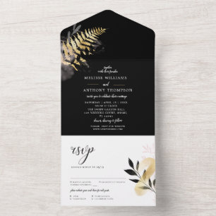 Uno Boda Negro Brillando Todo En Una Invitación