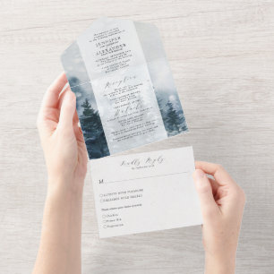 Uno Boda Rústico De Moda Todo En Una Invitación