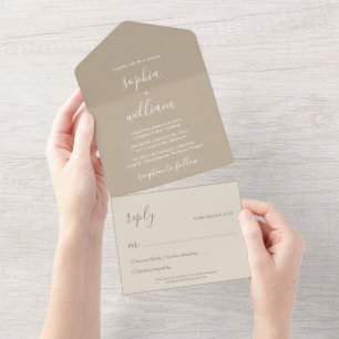 Uno Boho Beige Boda Todo En Una Invitación