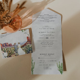 Uno Boho Desierto Cactus   Invitación de Boda Todo en 