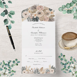 Uno Boho Floral Boda Botánica Todo En Una Invitación