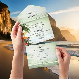 Uno Boho Tropical Beach todo en una invitación de matr