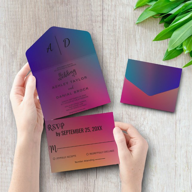 Uno Clásicos neones moda Todo en una boda Invitación (Subido por el creador)