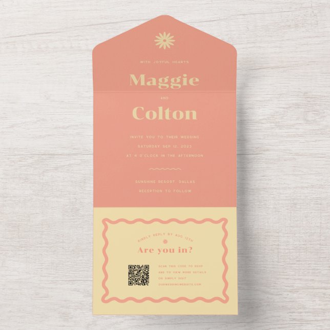 Uno Daisy Boda Todo En Una Invitación (Interior)