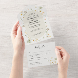 Uno Daisy Wildflower Boda Todo En Una Invitación