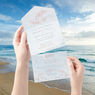 Uno Delfín rosado todo en una invitación de matrimonio