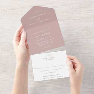 Uno Dusty Mauve Rosa Boda Todo En Una Invitación