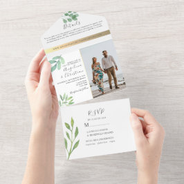 Uno Elegante Boda de Verdor Todo En Una Invitación