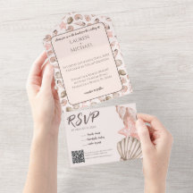 Elegante concha de playa todo en una invitación de