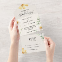 Elegante Daisy Todo En Una Invitación De Boda