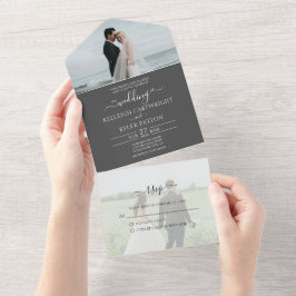 Uno Elegante Gris Todo En Una Invitación De Boda