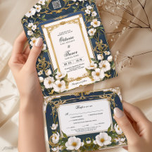 Elegante Marina Azul Todo En Una Invitación De Bod