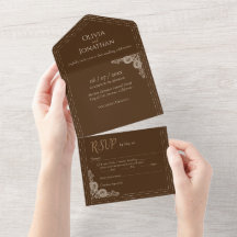 Elegante Ornate Bronz todo en una invitación de ma