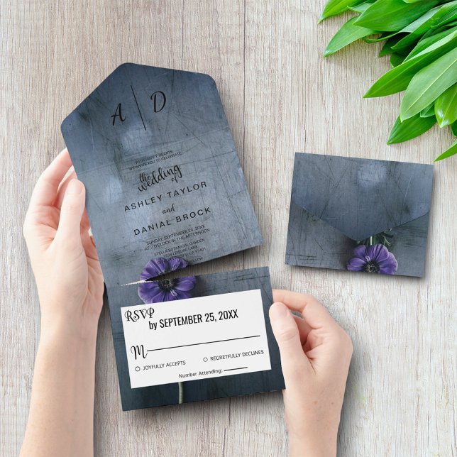 Uno Elegante rústico floral Todo en una invitación de  (Subido por el creador)
