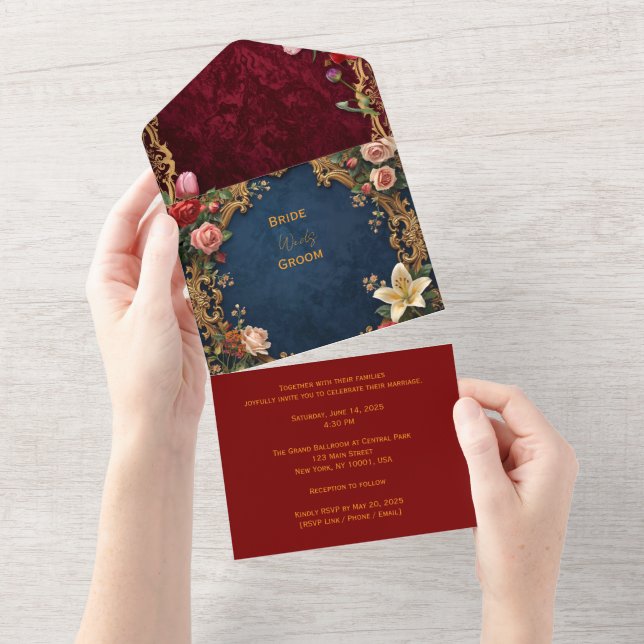 Uno Elegante Todo En Una Invitación De Boda (desgarro)