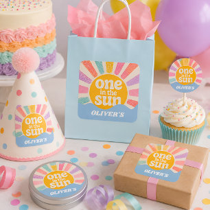 Uno en la Calcomanía Cuadrada de Cumpleaños al Sol