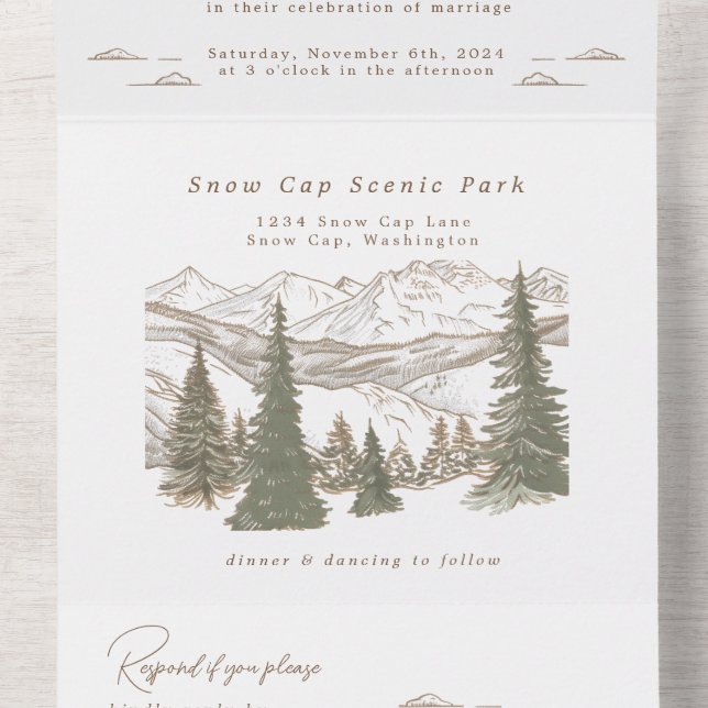 Uno En las montañas todo en una boda invitación (Interior medio)