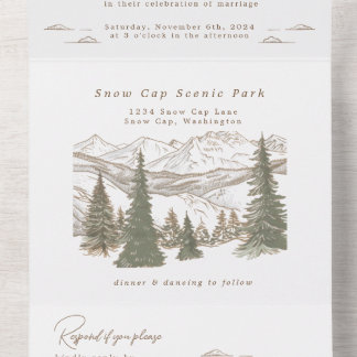 Uno En las montañas todo en una boda invitación