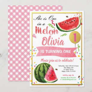 Uno en un melón invitación al primer cumpleaños or