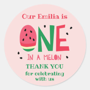 Uno en un Melón Primer Pegatina de Favor de Cumple