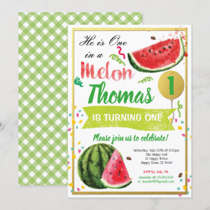Uno en una invitación al melón para el primer cump
