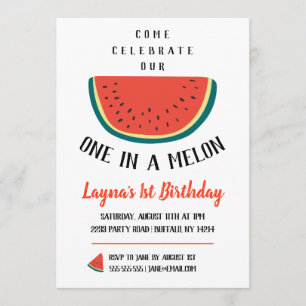 UNO en una invitación del cumpleaños del melón
