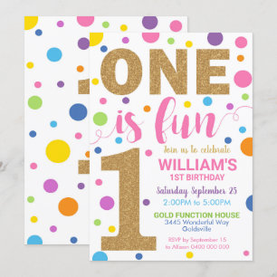 Uno es divertido Cumpleaños Chica Invitación