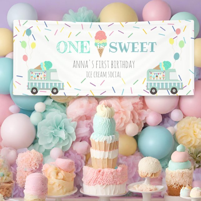Uno es la pancarta de cumpleaños social de helados (Subido por el creador)