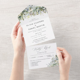 Uno Eucalyptus Floral todo en una invitación de matrim