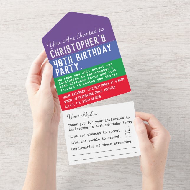 Uno Fiesta De Cumpleaños Todo En Una Invitación (desgarro)