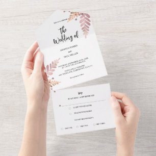 Uno Floral rústica todo en una invitación de matrimoni